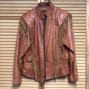 Vintage leather fringe jacket